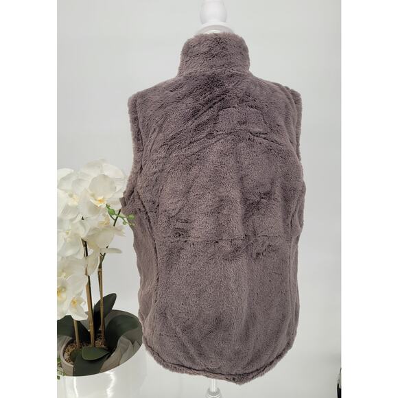 NWT Free Country Taupe Quilted Faux Fur Reversible Zip Puffer Vest Size L - Picture 7 of 12